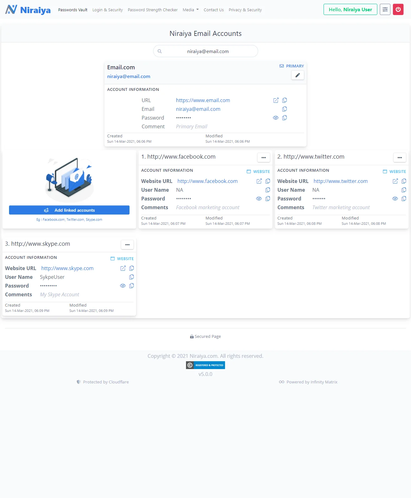 Niraiya password vault - password manager